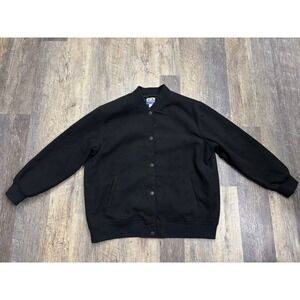 Future Collective Kahlana Barfield Brown Mens XL‎ Black Bomber Jacket Wool Blend